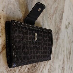 Fossil Leather & Cloth Wallet Black & Tan